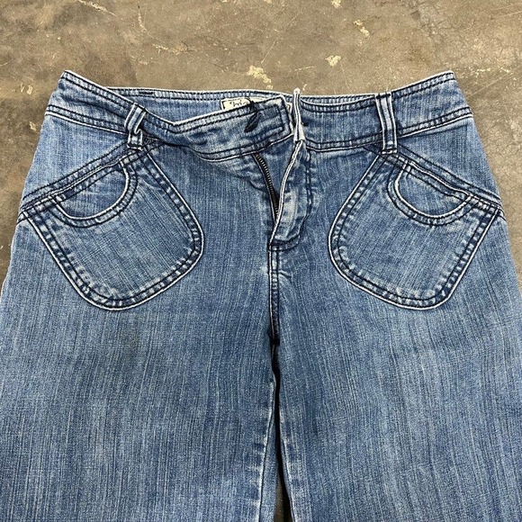 Bica Cheia by Anthropologie Medium Blue Bell Bottom Wide Leg Jeans Size 27 - Picture 3 of 11